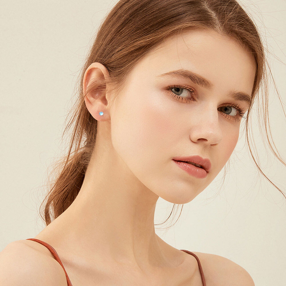 Sterling Silver Moonstone Stud Earrings-5