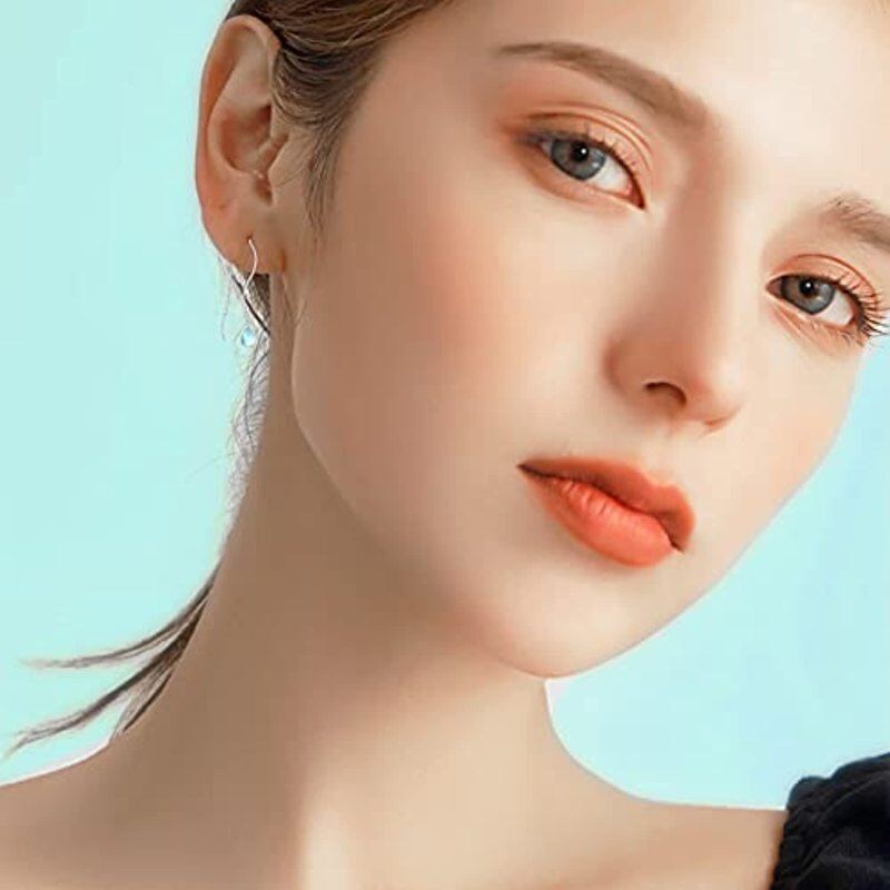 Sterling Silver Moonstone Drop Shape Drop Earrings-2