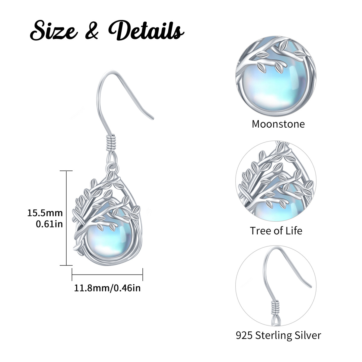 Pendants d'oreilles en argent sterling avec arbre de vie en pierre de lune-6