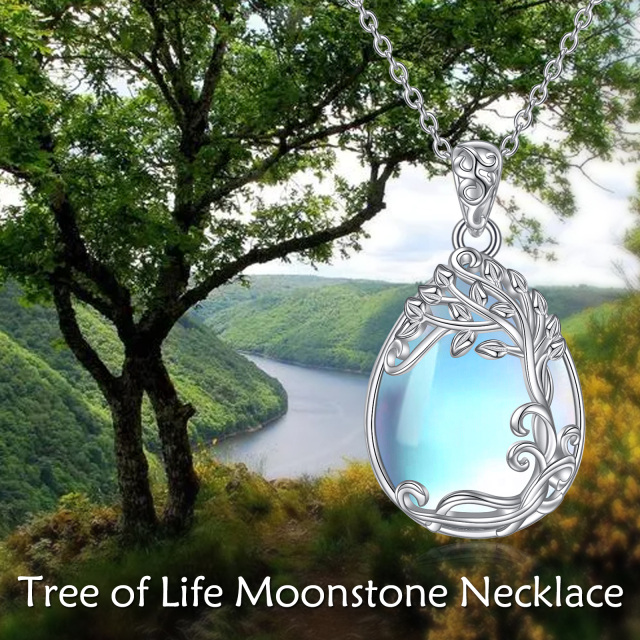 Collier en argent sterling avec pendentif arbre de vie en pierre de lune-6