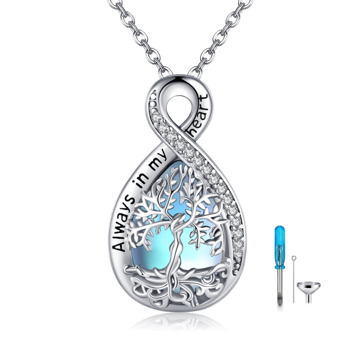 Collier avec pendentif arbre de vie en argent sterling et pierre de lune-1