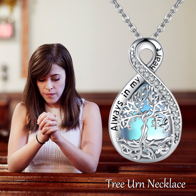 Sterling Silver Moonstone Tree Of Life Pendant Necklace-6