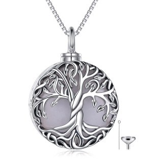 Sterling Silver Moonstone Tree Of Life Urn Necklace for Ashes-11