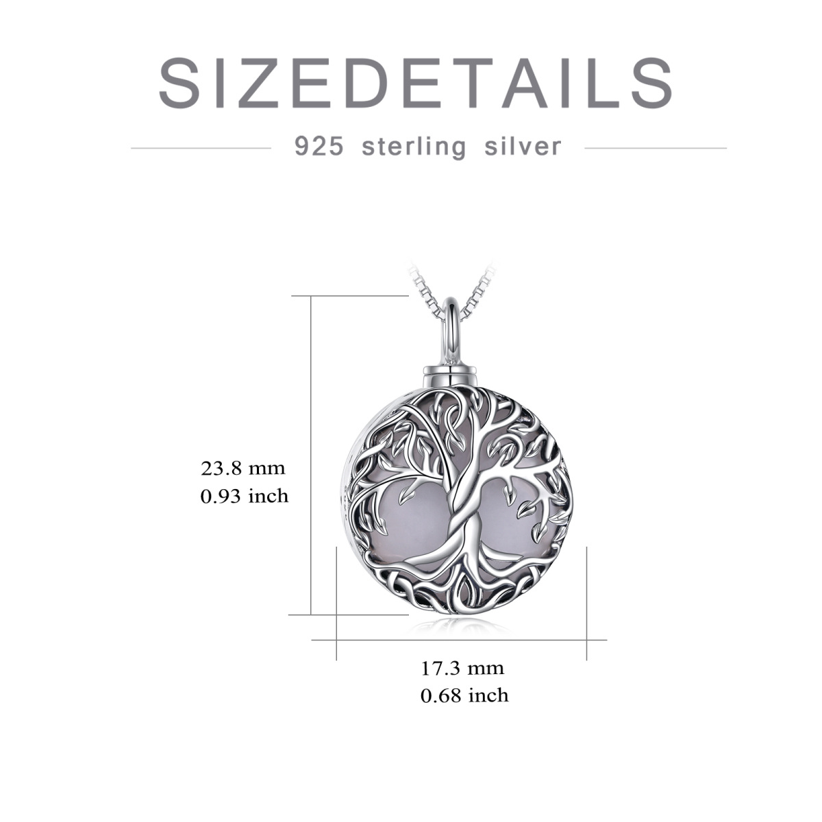 Sterling Silver Moonstone Tree Of Life Urn Necklace for Ashes-5