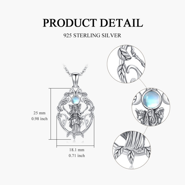 Halskette mit Mondstein-Anhänger „Dreifachmondgöttin“ aus Sterlingsilber-5