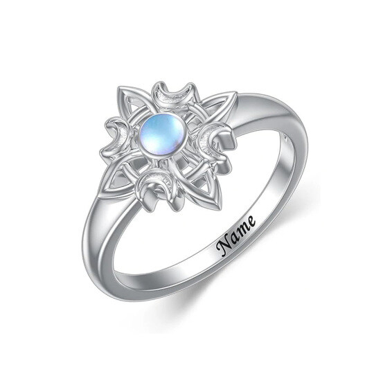 Bague nœud de sorcières en pierre de lune en argent sterling