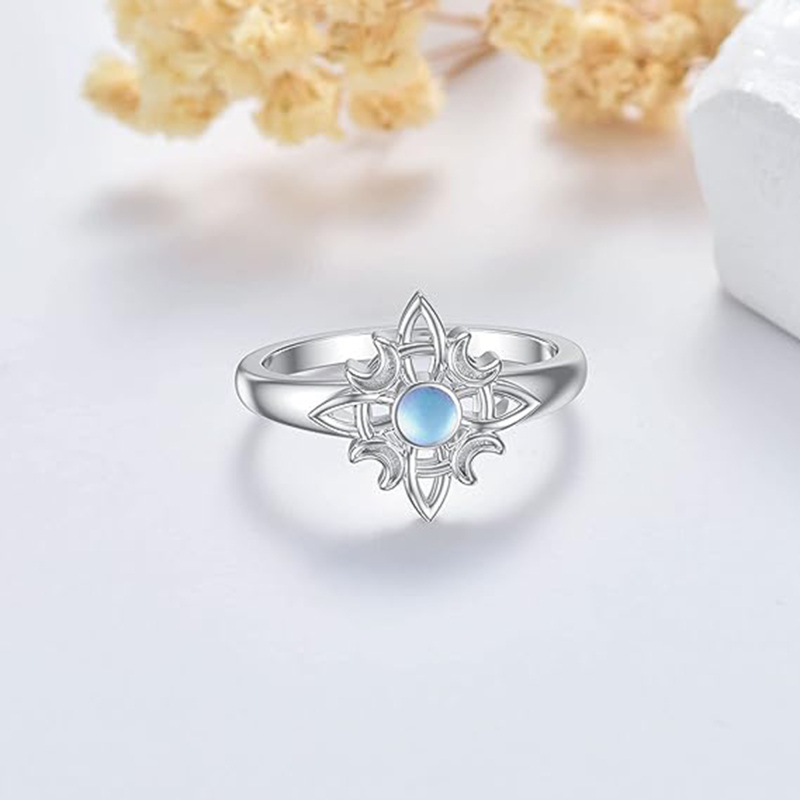 Sterling Silver Moonstone Witches Knot Ring-3