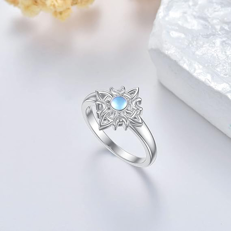 Sterling Silver Moonstone Witches Knot Ring-4