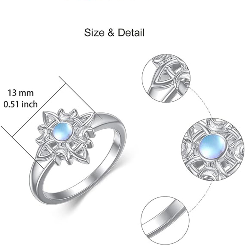 Sterling Silver Moonstone Witches Knot Ring-5