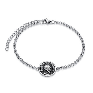 Sterling Silver Mori Charm Bracelet with Engraved Word for Men-2