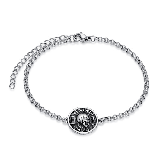 Sterling Silver Mori Charm Bracelet with Engraved Word for Men