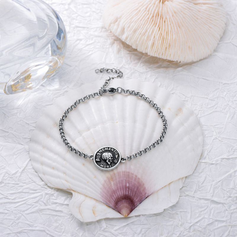 Pulseira Memento Mori Pulseira Memento Mori com pingente de caveira joias para homens-4