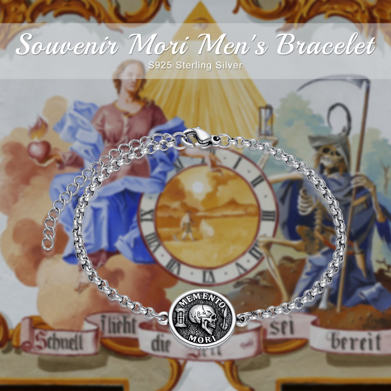 Pulseira Memento Mori Pulseira Memento Mori com pingente de caveira joias para homens-6