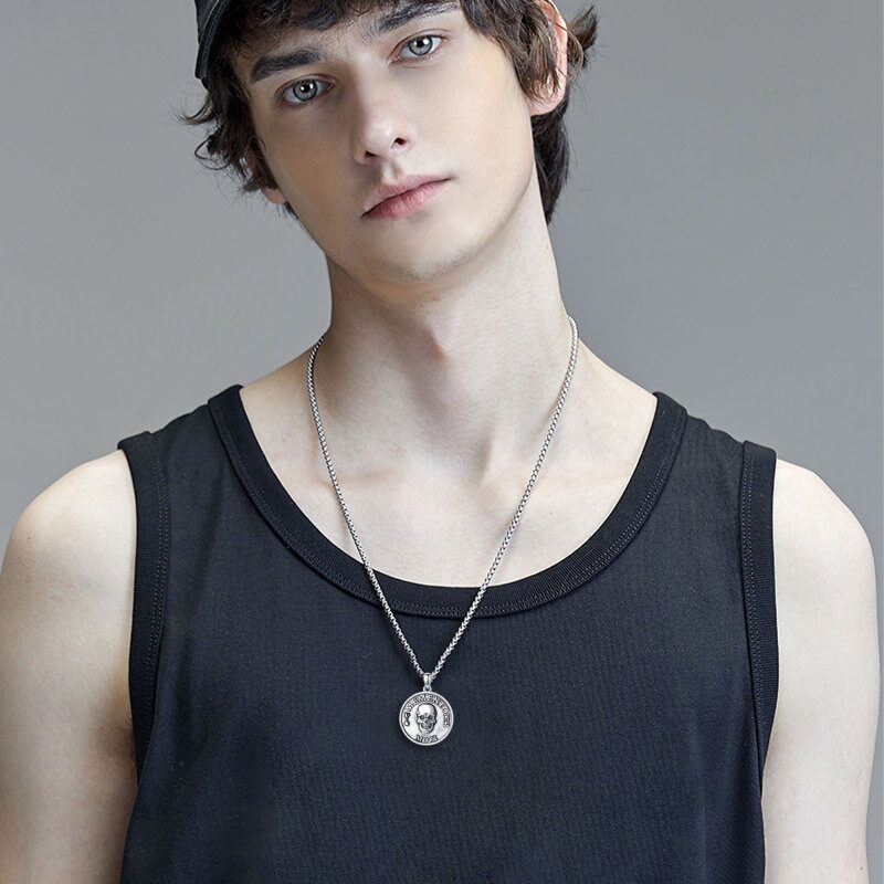 男性用スターリングシルバーモリペンダントネックレス-2