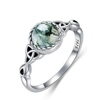 Sterling Silver Moss Agate Celtic Knot Ring-1