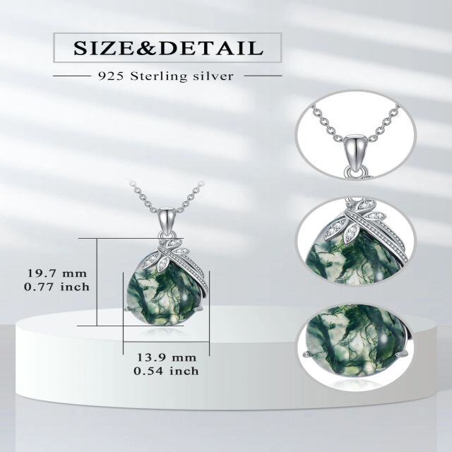 Sterling zilveren cubic zirkonia & mos Agaat druppel vorm hanger ketting-4