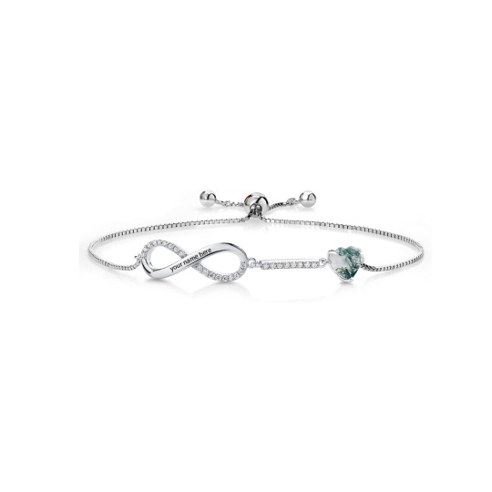 Bracciale con ciondolo a cuore in argento sterling e agata muschiata