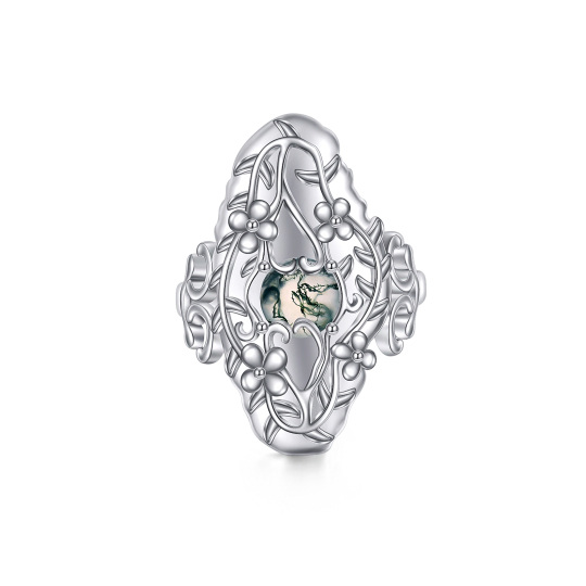 Sterling Silber Moos Achat Efeu Ring