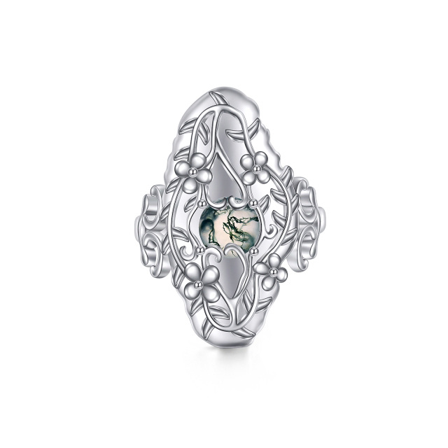 Sterling Silver Moss Agate Ivy Ring-2