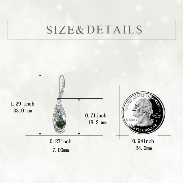 Sterling Silver Moss Agate Lever-back Earrings-5