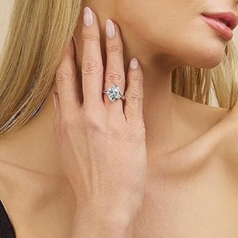 Sterling Silver Moss Agate Oval Shaped Engagement Ring-2