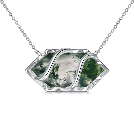 Sterling zilveren Mos Agaat Hanger ketting