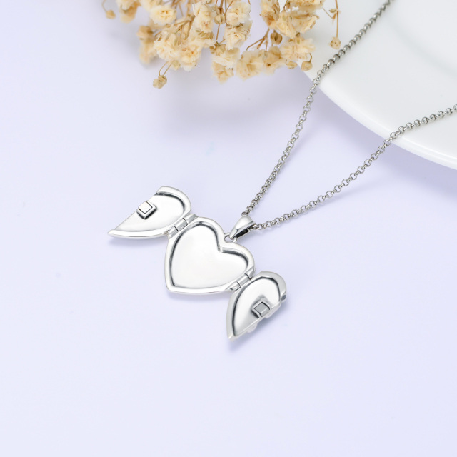 Collana in argento sterling con medaglione fotografico personalizzato con cuore di madre e figlia-6