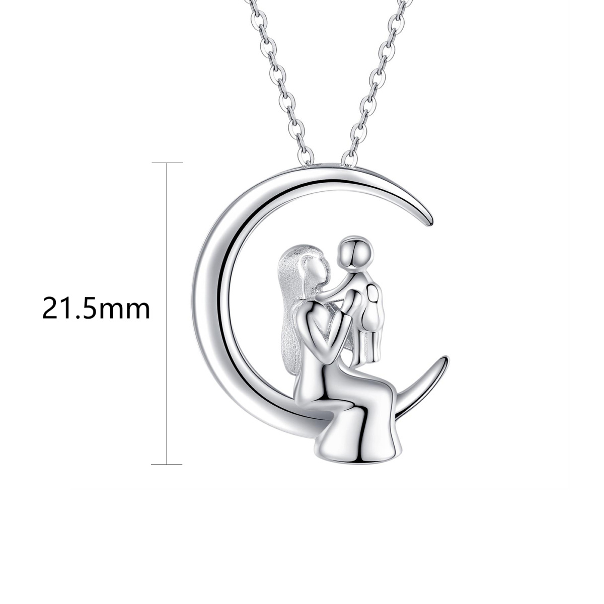 Collana con ciondolo madre figlia e luna in argento sterling per la mamma-5