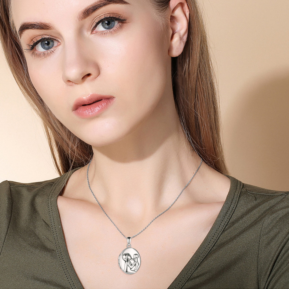 Sterling Silver Mother & Daughter Personalized Photo Locket Necklace-2
