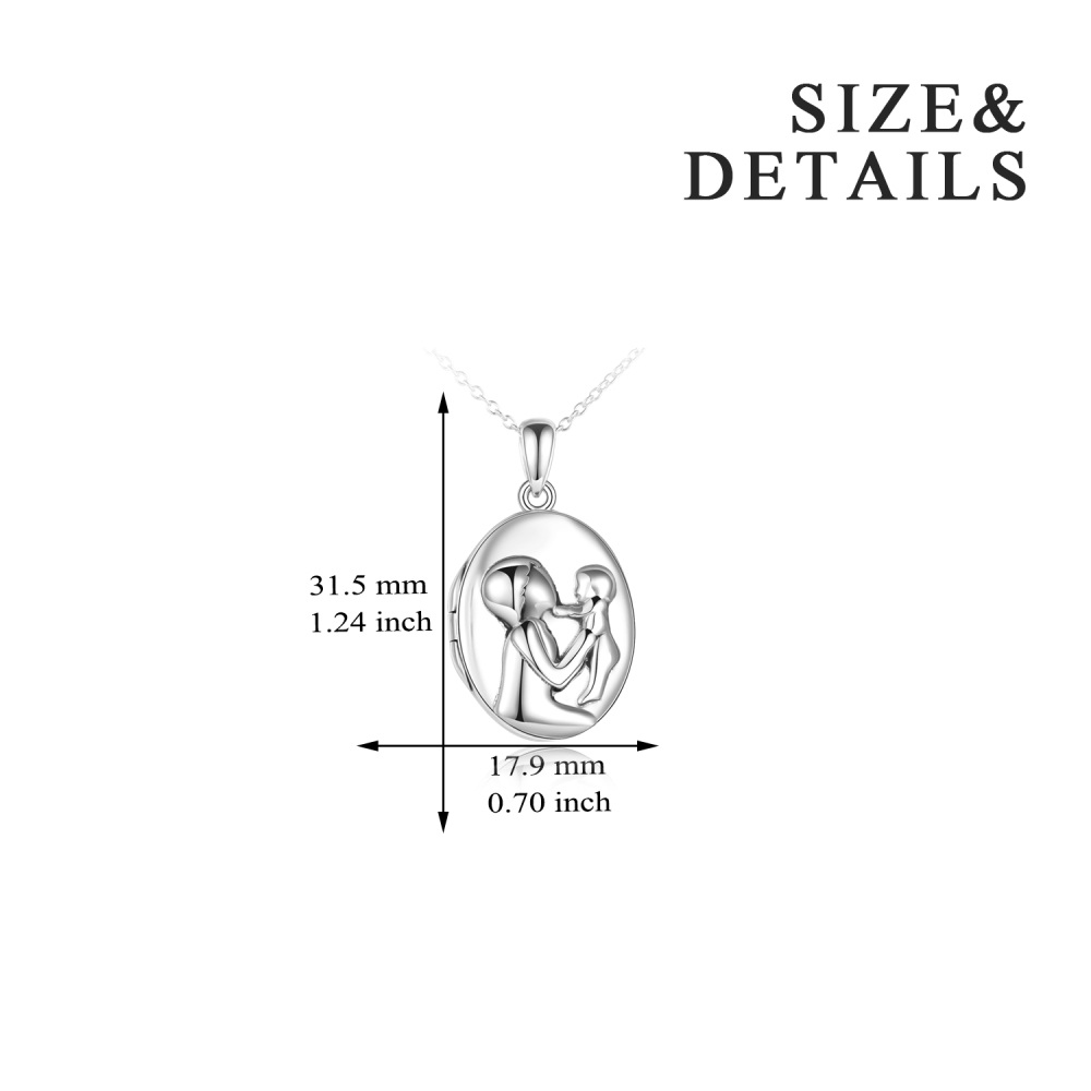 Sterling Silver Mother & Daughter Personalized Photo Locket Necklace-5