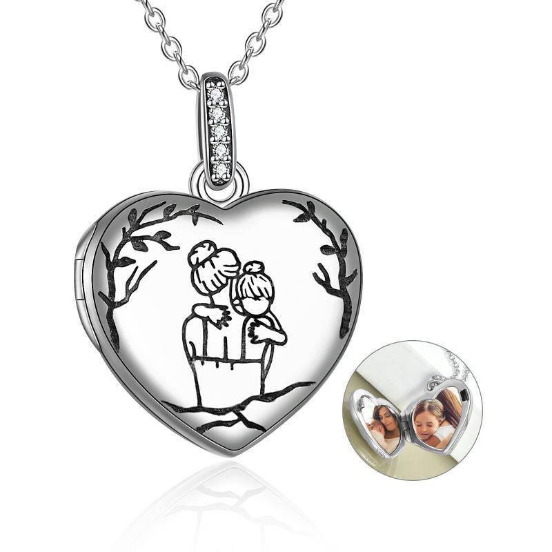 Collana in argento sterling con medaglione fotografico personalizzato madre e figlia-1