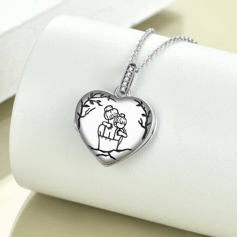 Sterling Silver Mother & Daughter Personalized Photo Locket Necklace-3