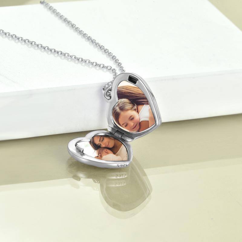 Sterling Silver Mother & Daughter Personalized Photo Locket Necklace-4