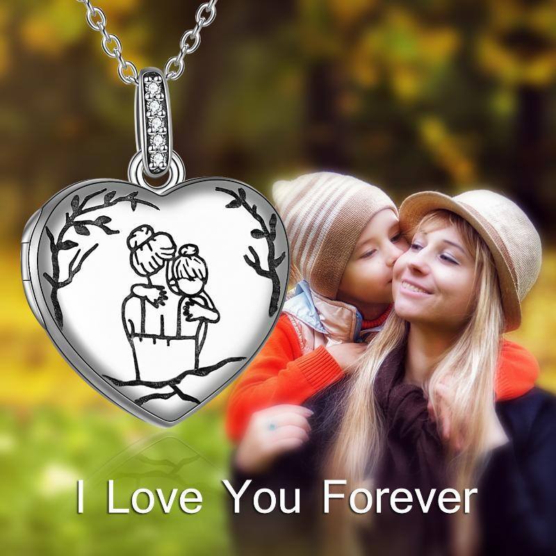 Collana in argento sterling con medaglione fotografico personalizzato madre e figlia-6