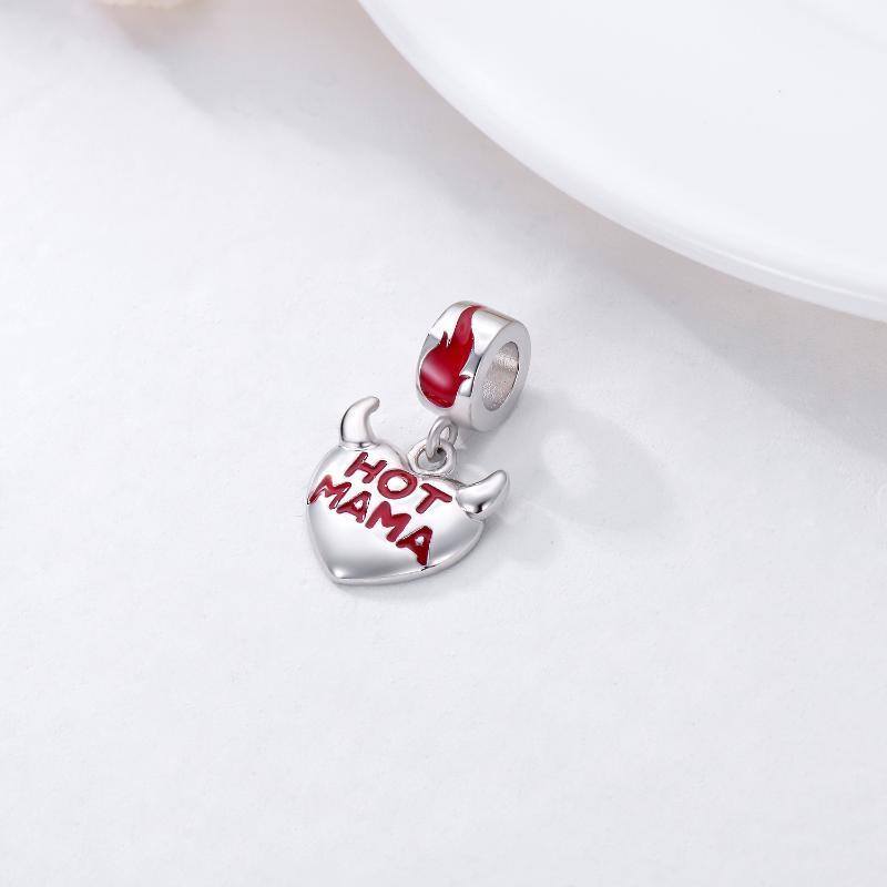 Sterling Silver Mother & Heart Dangle Charm-3