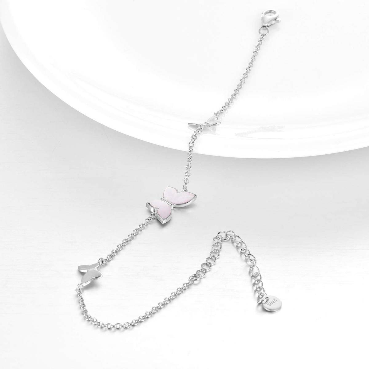 Bracciale con ciondolo a farfalla in argento sterling e madreperla-4