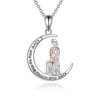 Sterling Silver Mother Pendant Necklace with Engraved Word-18