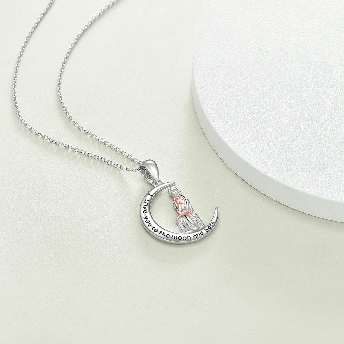 Sterling Silver Mother Pendant Necklace with Engraved Word-4