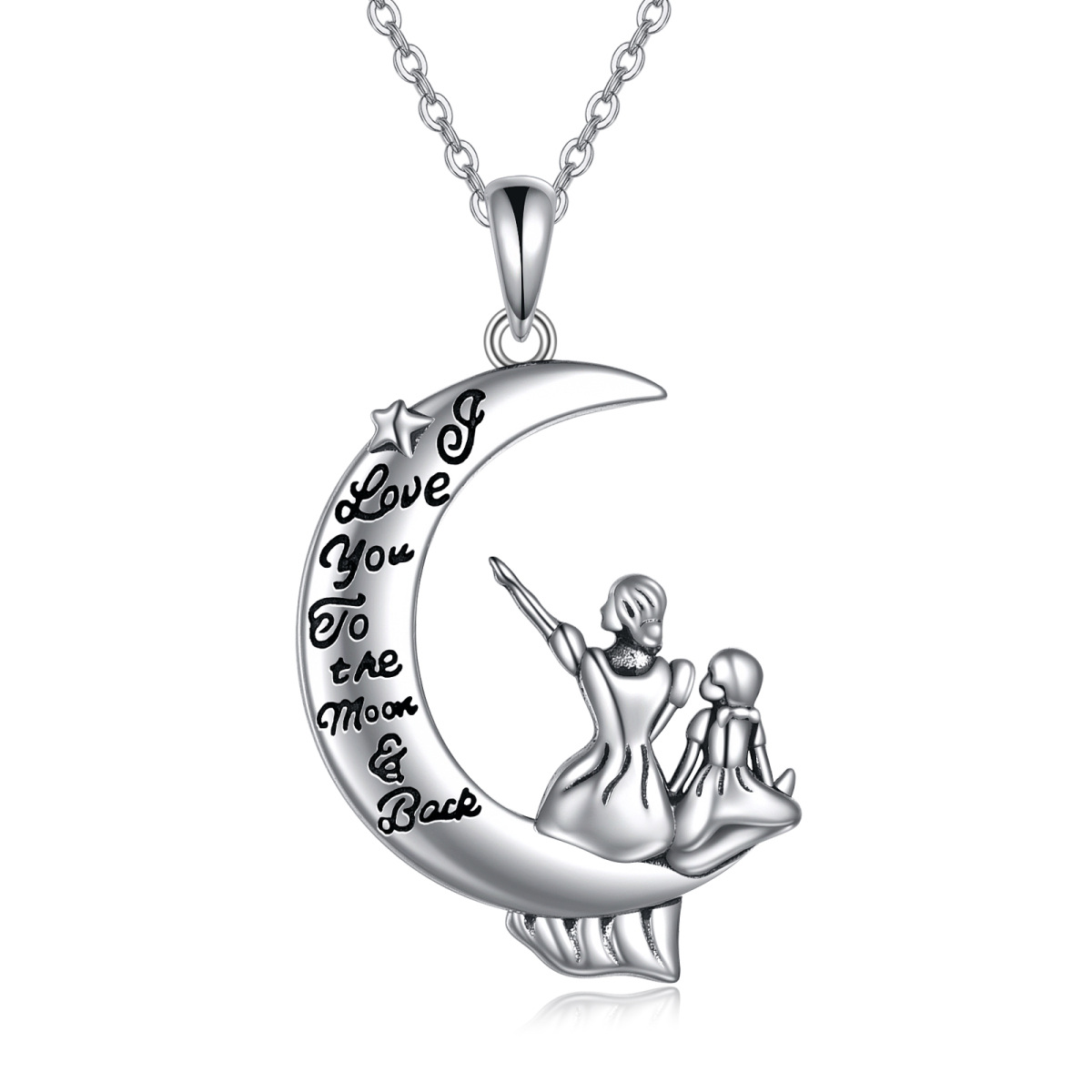 Sterling Silver Mother Pendant Necklace with Engraved Word-1