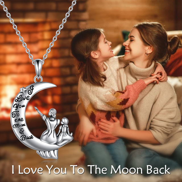 Sterling Silver Mother Pendant Necklace with Engraved Word-5