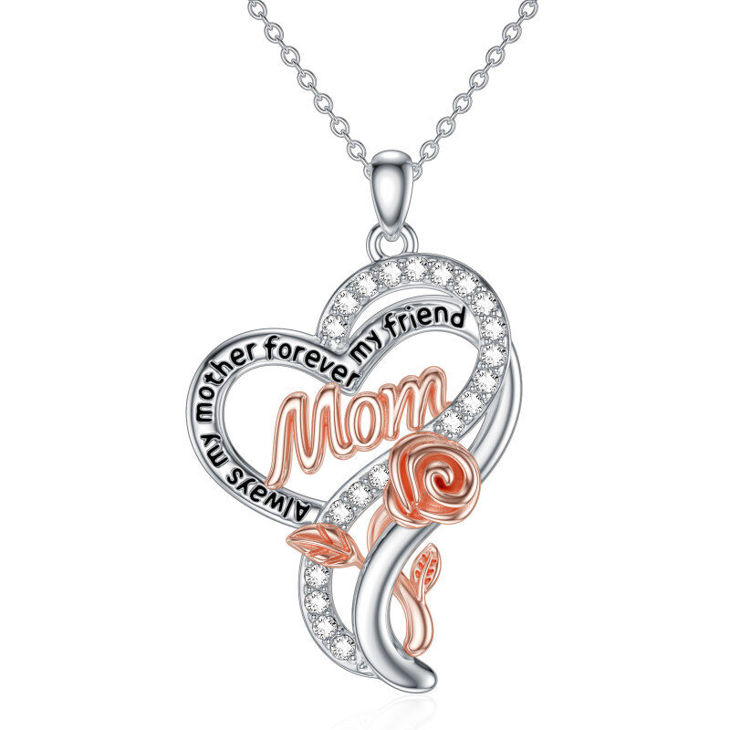 Sterling Silver Mother Pendant Necklace with Engraved Word-12