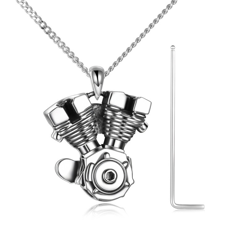 Collana con urna per motociclette in argento sterling per ceneri da uomo