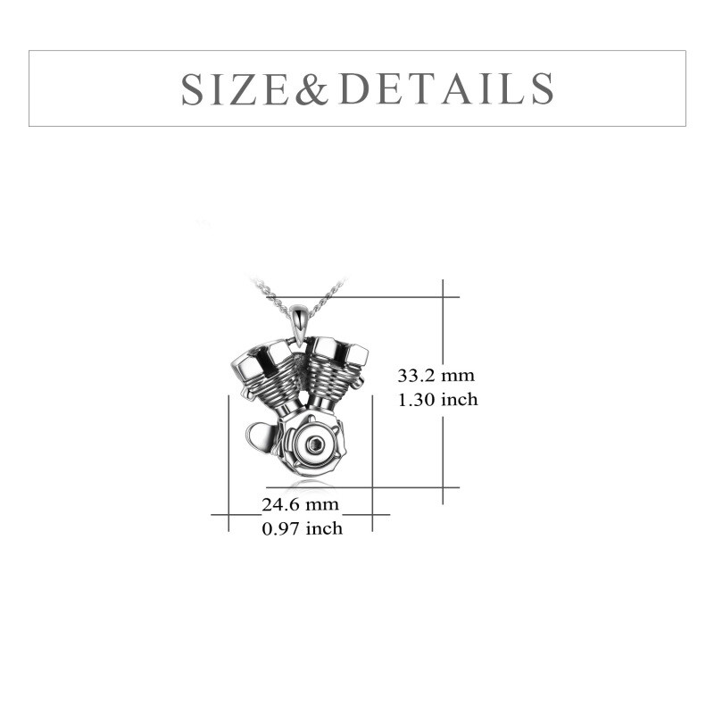 Collar de urna de motocicletas de plata de ley para cenizas para hombres-5