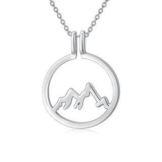 Sterling Silver Mountains Pendant Necklace-47