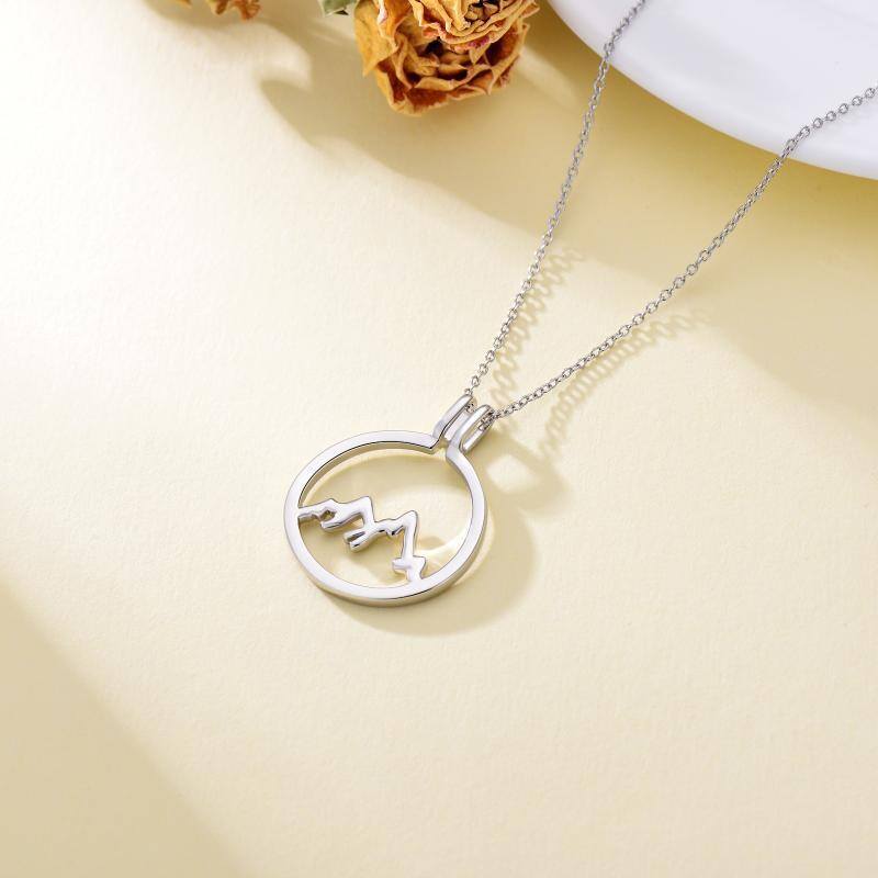 Sterling Silver Mountains Pendant Necklace-4