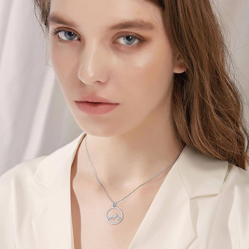 Sterling Silver Mountains Pendant Necklace-2