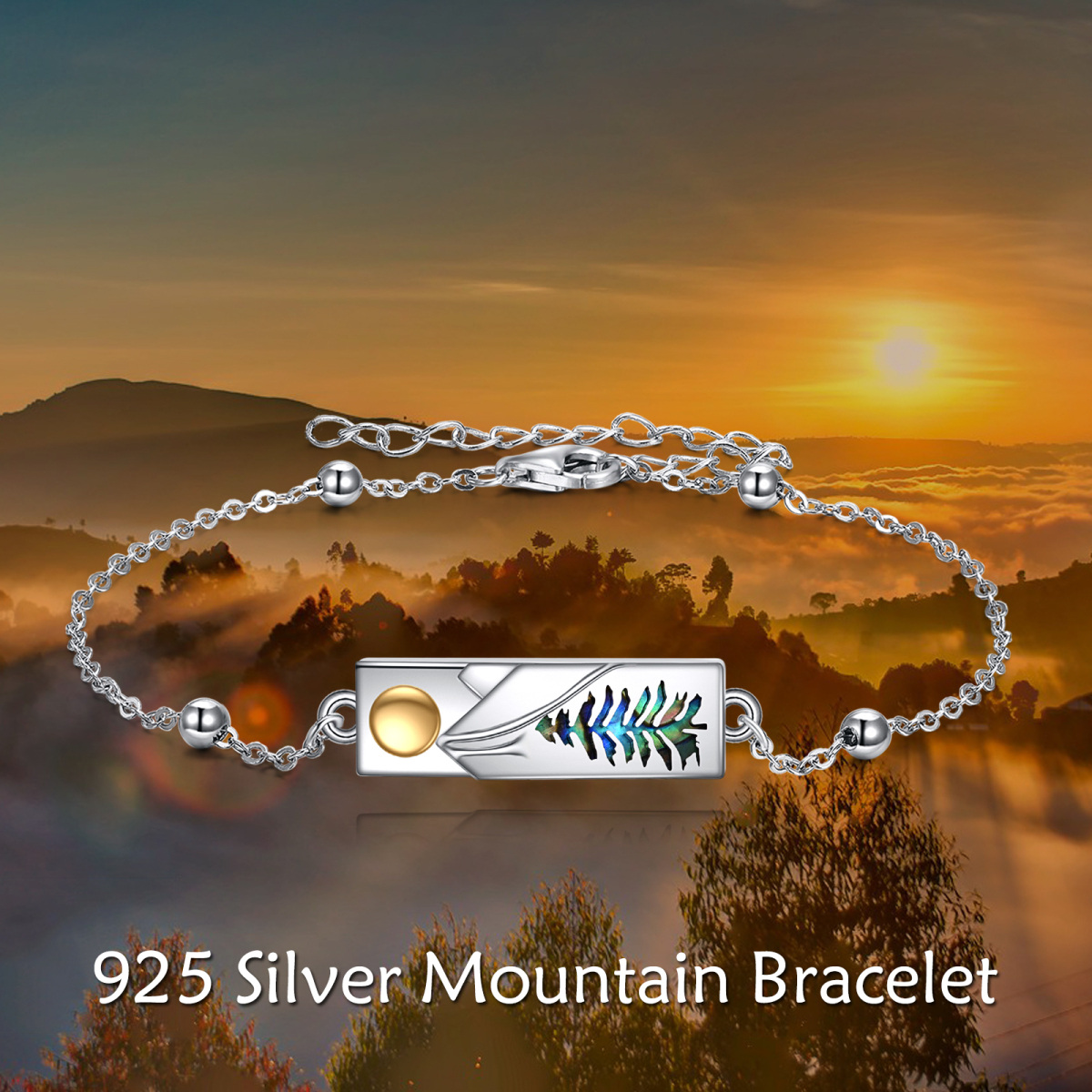 Sterling Silver Mountains Charm Bracelet-6