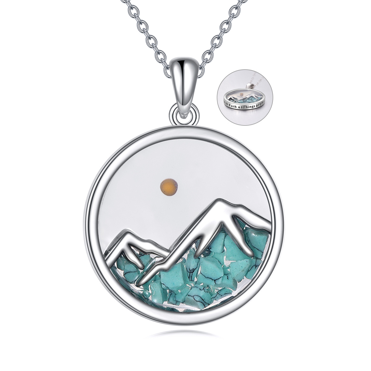 Collier pendentif montagnes en argent sterling-1