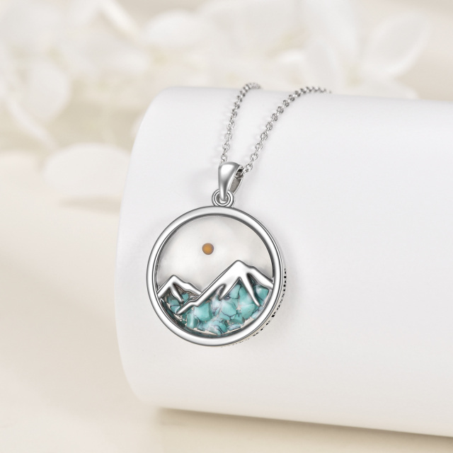 Sterling Silver Mountains Pendant Necklace-3