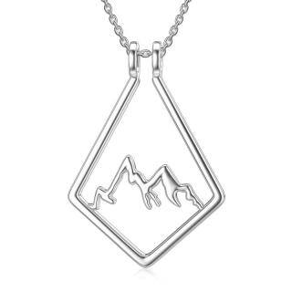 Sterling Silver Mountains Pendant Necklace-55